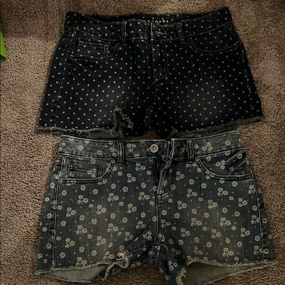 Women's Denim Shorts Set - dark  and light Denim